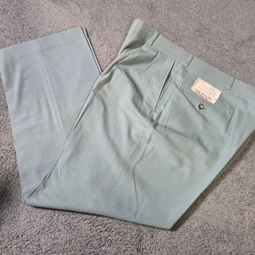 Thomson Mens 38x30 Pleated Trousers Light‎ Blue Vintage Cotton Made in USA